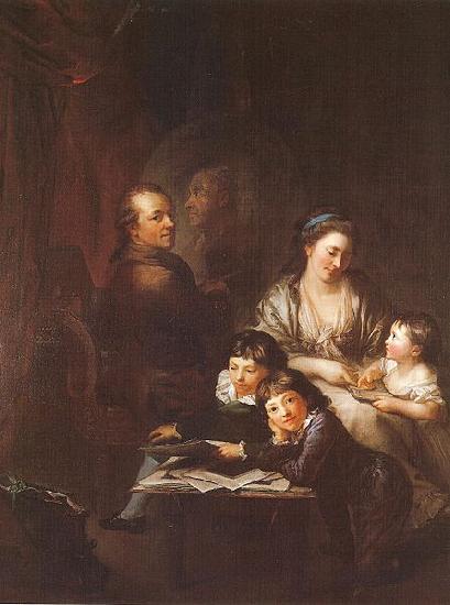Anton  Graff Artists family before the portrait of Johann Georg Sulzer Germany oil painting art